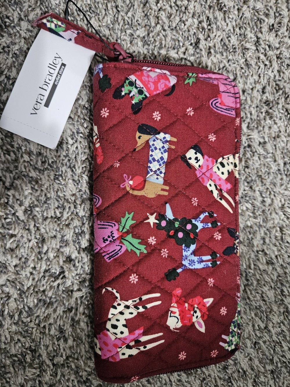 Vera Bradley Quilted Wristlet Wallet -  Holiday Hounds